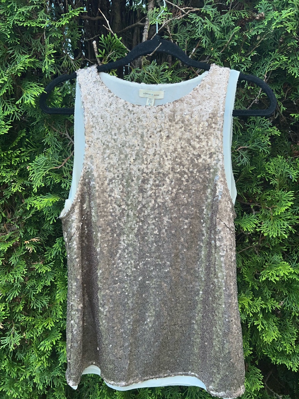 Silence + Noise Gold Sequin Tank Top